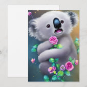 Schattig Baby Koala-Beer met bloemen Feestdagenkaart (Voorkant / Achterkant)