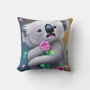 Schattig Baby Koala-Beer met bloemen Kussen