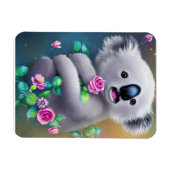 Schattig Baby Koala-Beer met bloemen Magneet (Horizontaal)