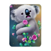 Schattig Baby Koala-Beer met bloemen Magneet (Verticaal)