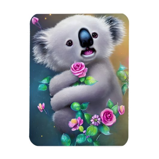 Schattig Baby Koala-Beer met bloemen Magneet (Verticaal)