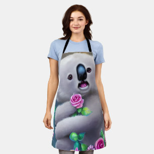 Schattig Baby Koala-Beer met bloemen Schort