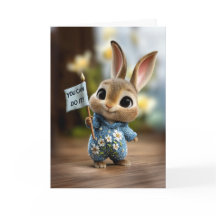 Schattig Baby Konijn in Blauwe Romper Aanmoediging