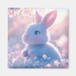 Schattig Baby Konijn in een Bloemenveld Magneet