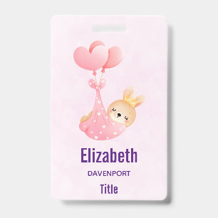 Schattig baby konijn in een hartendeken badge