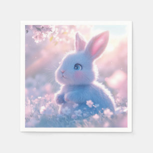 Schattig baby konijn in een veld met bloemen servet