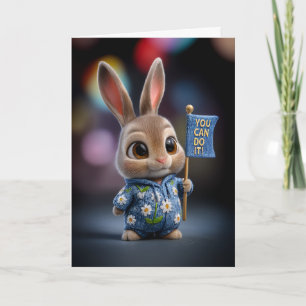 Schattig baby konijn in madeliefjes romper aanmoed kaart