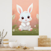 Schattig Baby Konijn kinder Poster (Keuken)