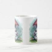 Schattig Baby konijn onder paddenstoelenparaplu Koffiemok (Center)