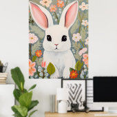 Schattig Baby Konijnenkwekerij Wall Art Poster (Thuiskantoor)