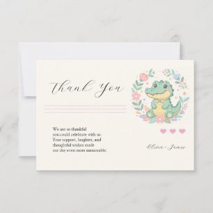 Schattig Baby Krokodil Bloemen Frame Bedankkaart
