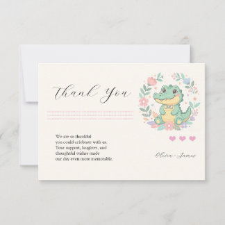 Schattig Baby Krokodil Bloemen Frame Bedankkaart