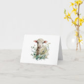 Schattig Baby Lamb met Bloemen BLANK Kaart (Gele Bloem)