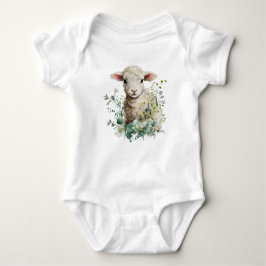 Schattig Baby Lamb met Bloemen Romper