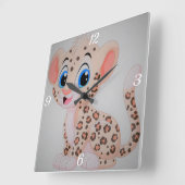 Schattig Baby Leopard Vierkante Klok (Hoek)