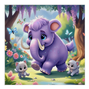 Schattig Baby Mammoth Perfect Poster