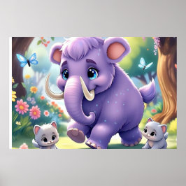 Schattig Baby Mammoth Poster