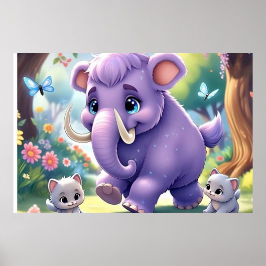 Schattig Baby Mammoth Poster (Voorkant)