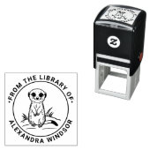 Schattig Baby Meerkat Staand Bibliotheek Boek Naam Zelfinktende Stempel (In situ)