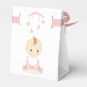 Schattig Baby Meisje en haar mobiele Baby shower Bedankdoosjes (Achterkant)