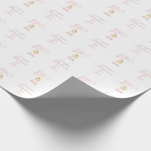 Schattig Baby Meisje en haar mobiele Baby shower Cadeaupapier