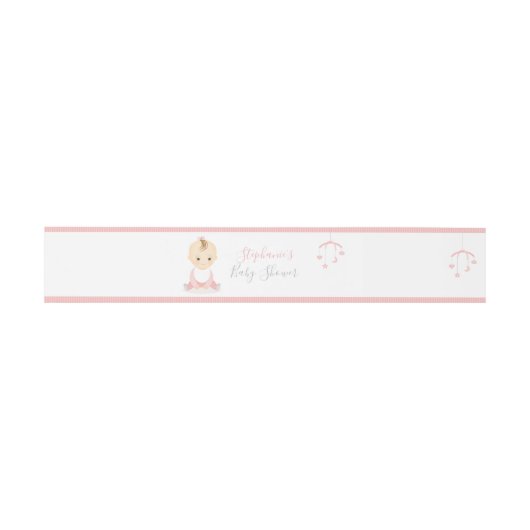 Schattig Baby Meisje en haar mobiele Baby shower Uitnodigingen Wikkel (Vlak)