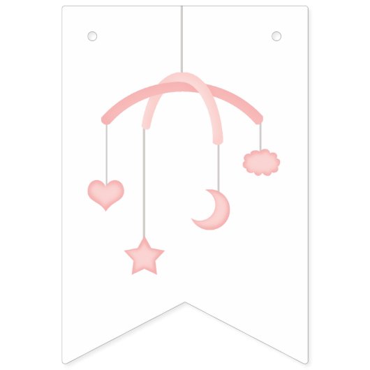 Schattig Baby Meisje en haar mobiele Baby shower Vlaggetjes (Tweede vlag)