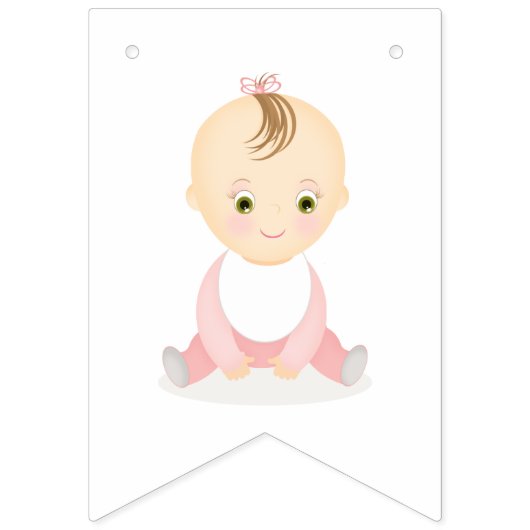 Schattig Baby Meisje en haar mobiele Baby shower Vlaggetjes (Eerste vlag)