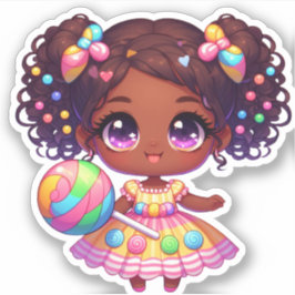 schattig baby meisje met lolly sticker