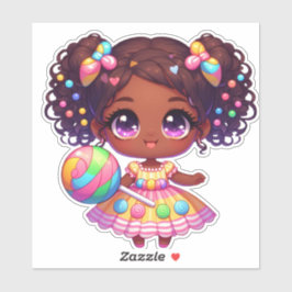 schattig baby meisje met lolly sticker