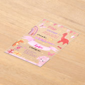 Schattig Baby Meisje Roze Dino Dinosaur Kinderen V Acryl Uitnodigingen (Laagn)