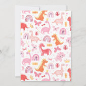 Schattig Baby Meisje Roze Dino Dinosaur Kinderen V Kaart (Achterkant)