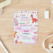 Schattig Baby Meisje Roze Dino Dinosaur Kinderen V Kaart