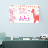 Schattig Baby Meisje Roze Dino Dinosaur Kinderen V Spandoek (Beurs)