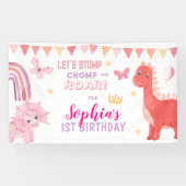 Schattig Baby Meisje Roze Dino Dinosaur Kinderen V Spandoek (Horizontaal)