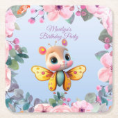 Schattig Baby Meisje Vlinder Kind Verjaardagsfeest Kartonnen Onderzetters (Voorkant)