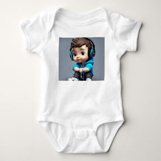 🎤 Schattig Baby Met Bril Die Microfoon Vasthoudt Romper (Voorkant)