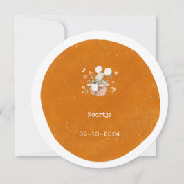 Schattig baby muisje op geel / oranje achtergrond kaart