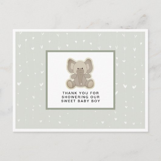 Schattig Baby olifant Baby shower Dank u wel Briefkaart (Voorkant)