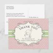 Schattig Baby olifant | Baby shower Hartelijk dank Briefkaart (Voorkant / Achterkant)