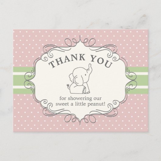 Schattig Baby olifant | Baby shower Hartelijk dank Briefkaart (Voorkant)