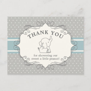 Schattig Baby olifant   Baby shower Hartelijk dank Briefkaart