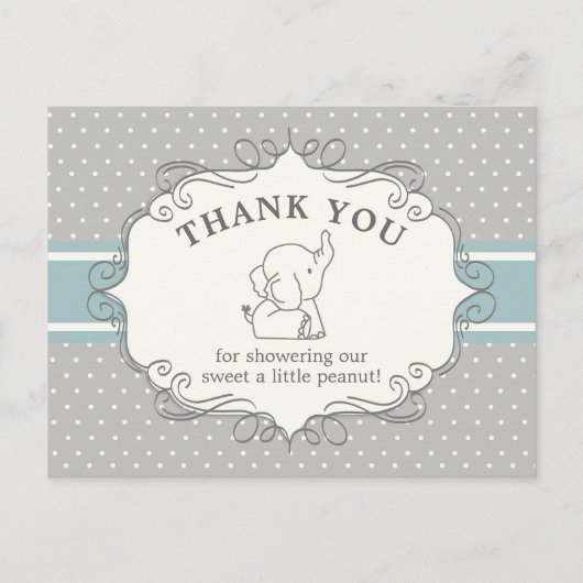 Schattig Baby olifant | Baby shower Hartelijk dank Briefkaart (Voorkant)