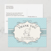 Schattig Baby olifant | Baby shower Hartelijk dank Briefkaart (Voorkant / Achterkant)