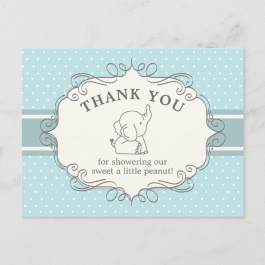Schattig Baby olifant | Baby shower Hartelijk dank Briefkaart (Voorkant)