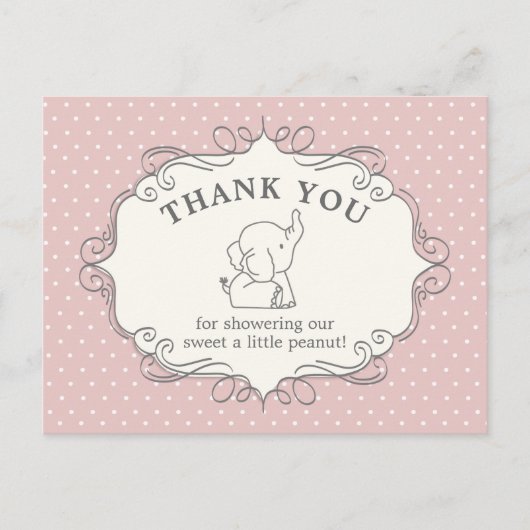 Schattig Baby olifant | Baby shower Hartelijk dank Briefkaart (Voorkant)