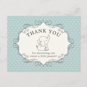 Schattig Baby olifant   Baby shower Hartelijk dank Briefkaart