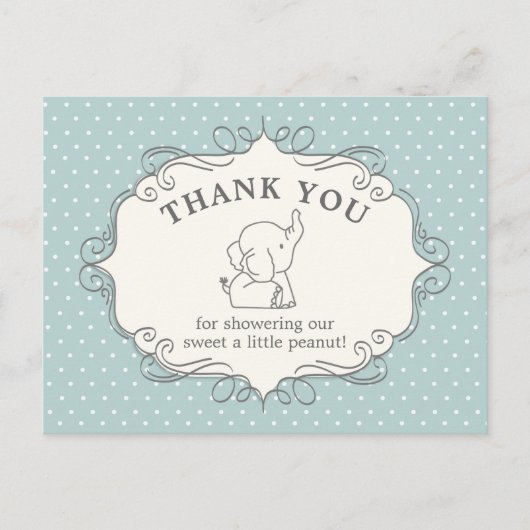 Schattig Baby olifant | Baby shower Hartelijk dank Briefkaart (Voorkant)