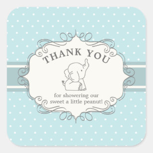 Schattig Baby olifant   Baby shower Hartelijk dank Vierkante Sticker
