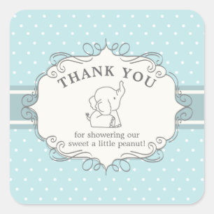 Schattig Baby olifant   Baby shower Hartelijk dank Vierkante Sticker